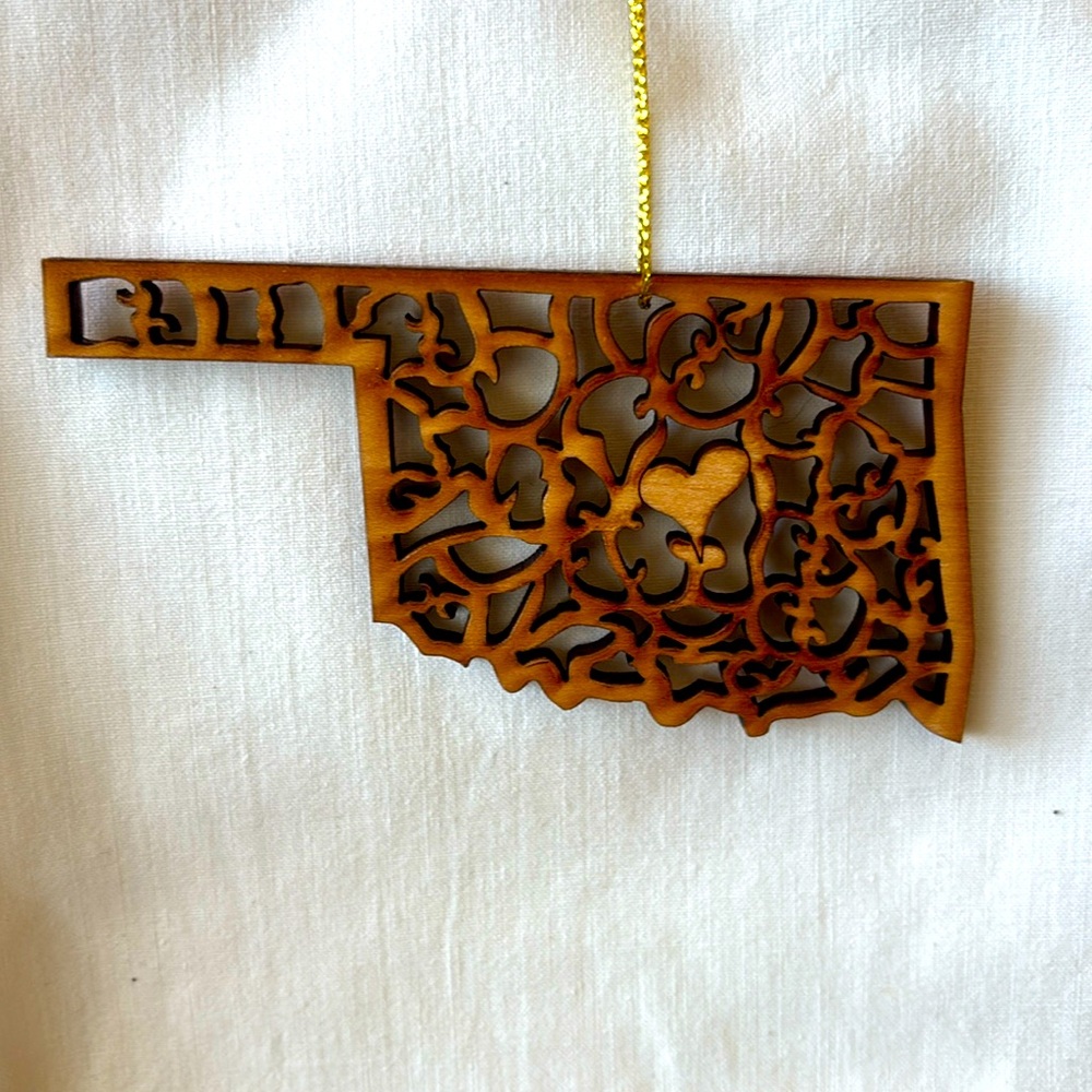 Oklahoma wooden ornament